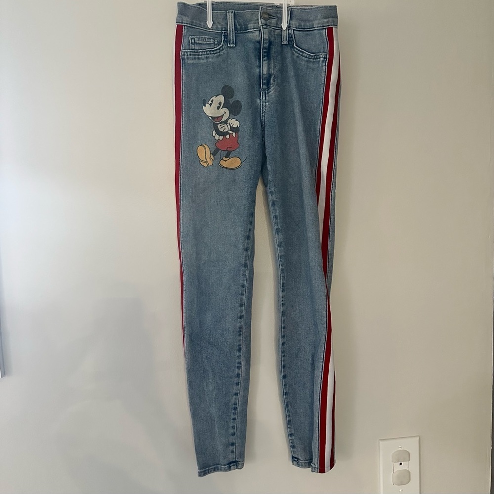 Siwy Denim Mickey Mouse Collab blue denim Jeans size 25 Tuxedo Stripe red white